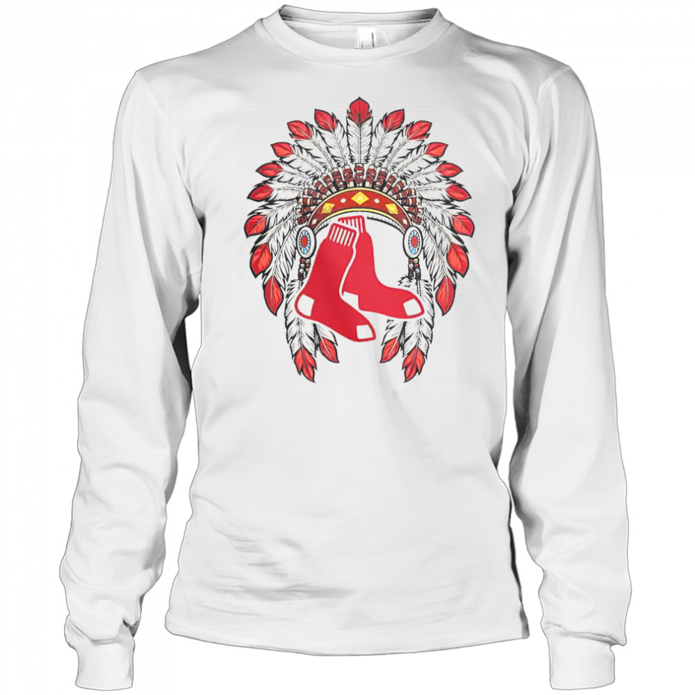 Boston Red Sox Native American Logo T-Shirt Long Sleeved