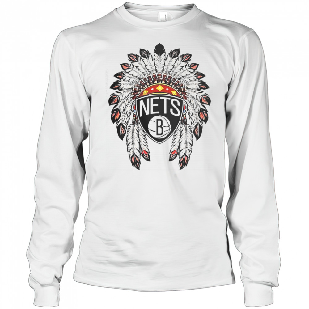 Brooklyn Nets Native American Logo T-Shirt Long Sleeved