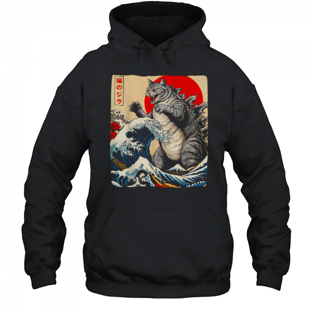 Catzilla Cat Japanese Art Funny Cat Gifts For Men Women Kids T Shirt Hoodie
