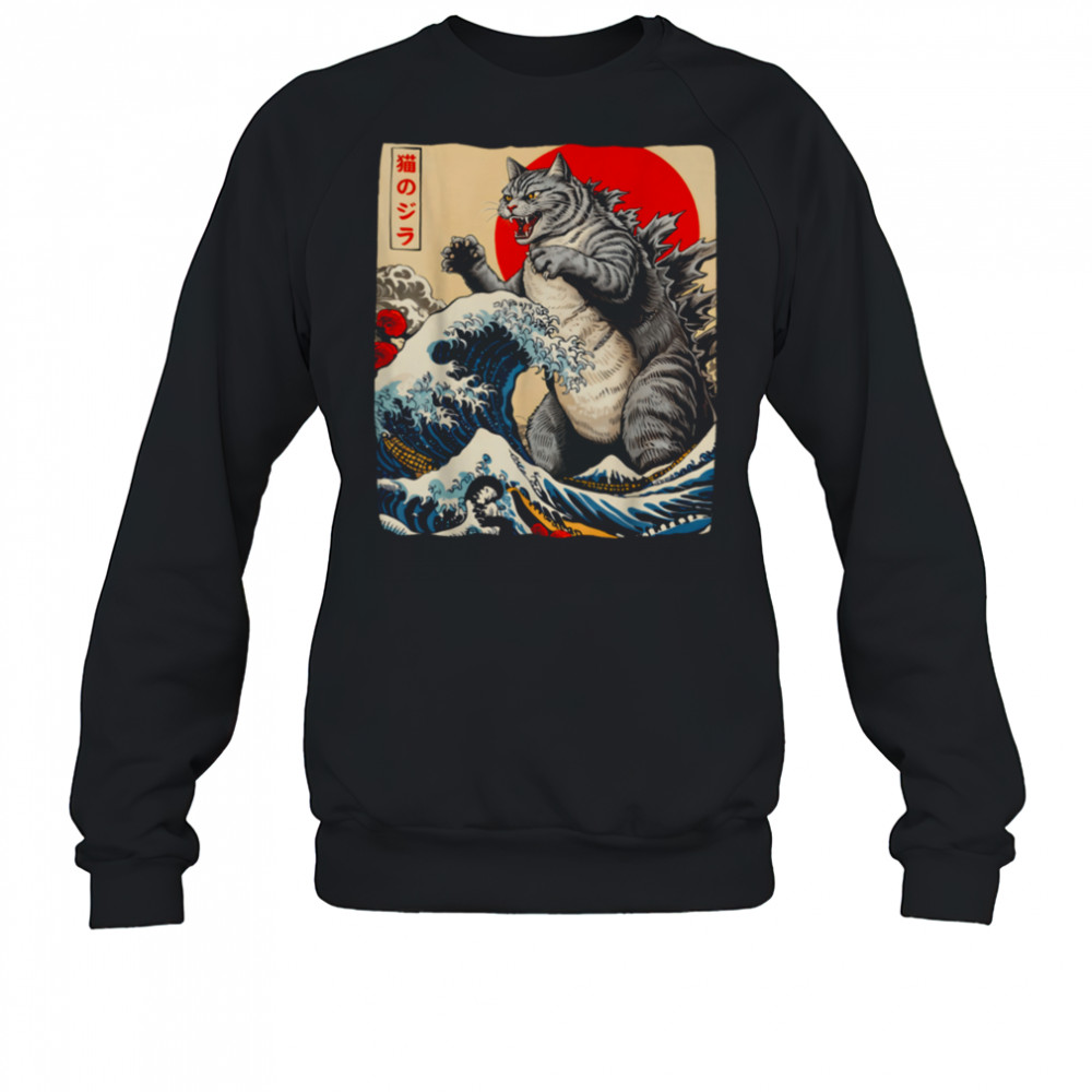Catzilla Cat Japanese Art Funny Cat Gifts For Men Women Kids T Shirt Sweatshirt