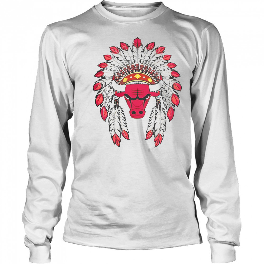 Chicago Bulls Native American Logo T-Shirt Long Sleeved