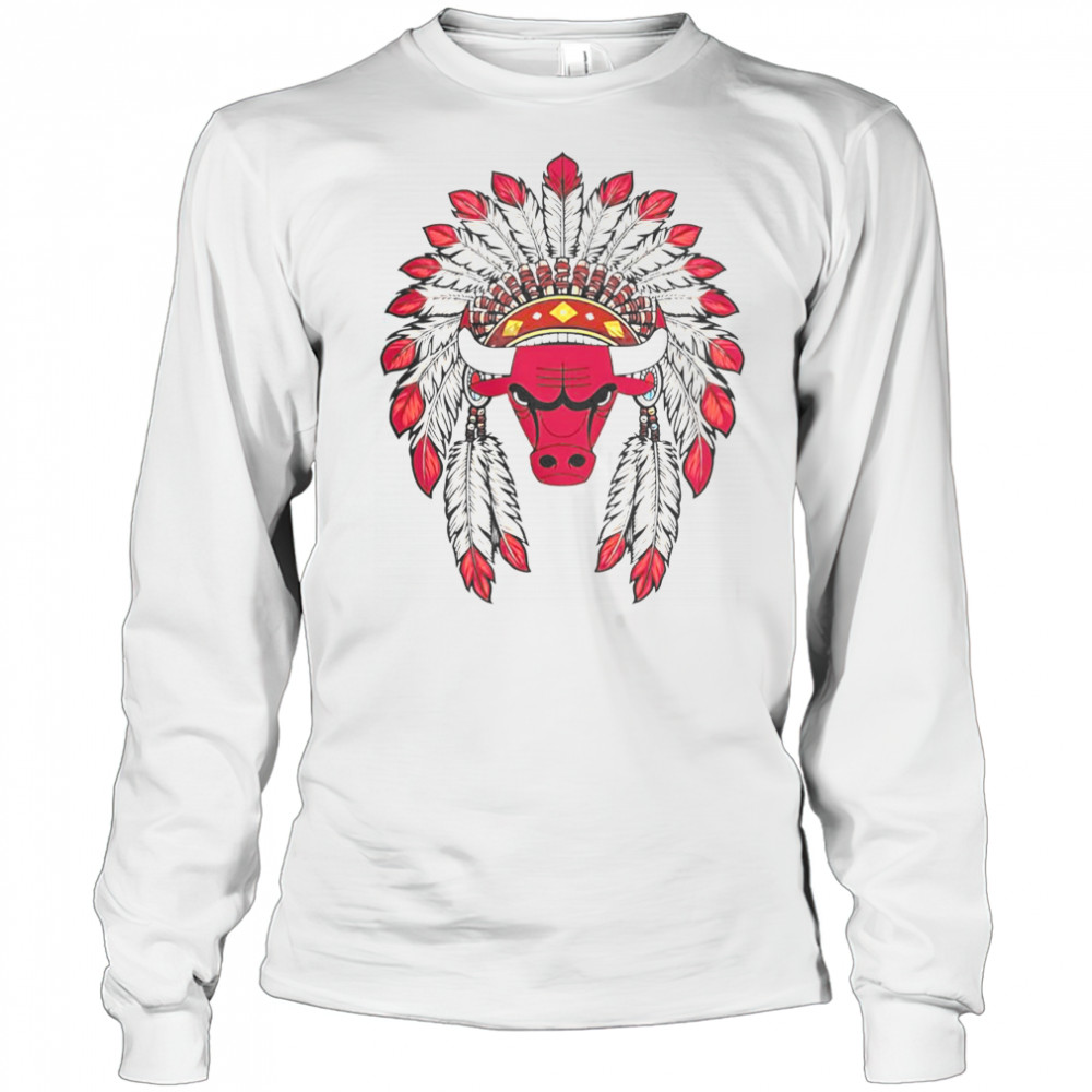 Chicago Bulls Native American Logo T-Shirt Long Sleeved