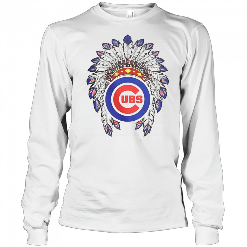 Chicago Cubs Native American Logo T-Shirt Long Sleeved