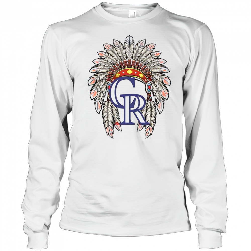 Colorado Rockies Native American Logo T-Shirt Long Sleeved