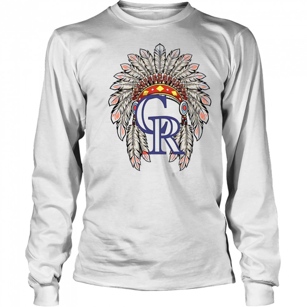 Colorado Rockies Native American Logo T-Shirt Long Sleeved
