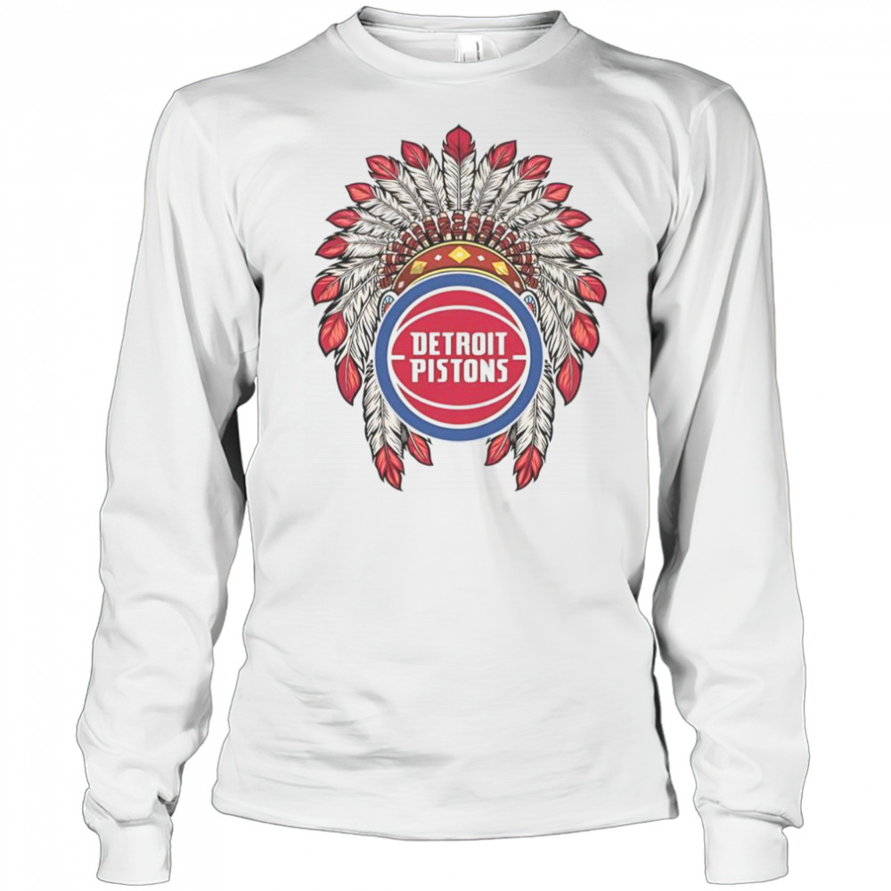 Detroit Pistons Native American Logo T-Shirt Long Sleeved