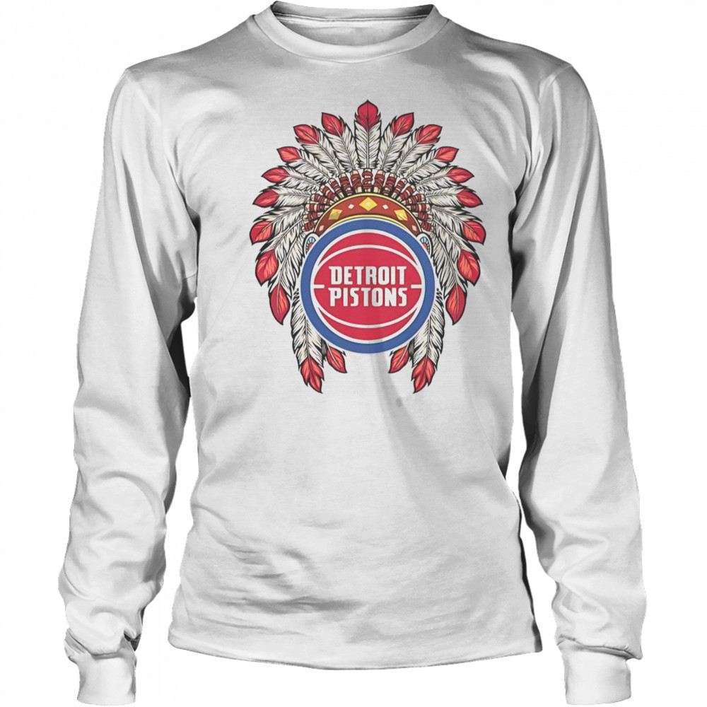 Detroit Pistons Native American Logo T-Shirt Long Sleeved