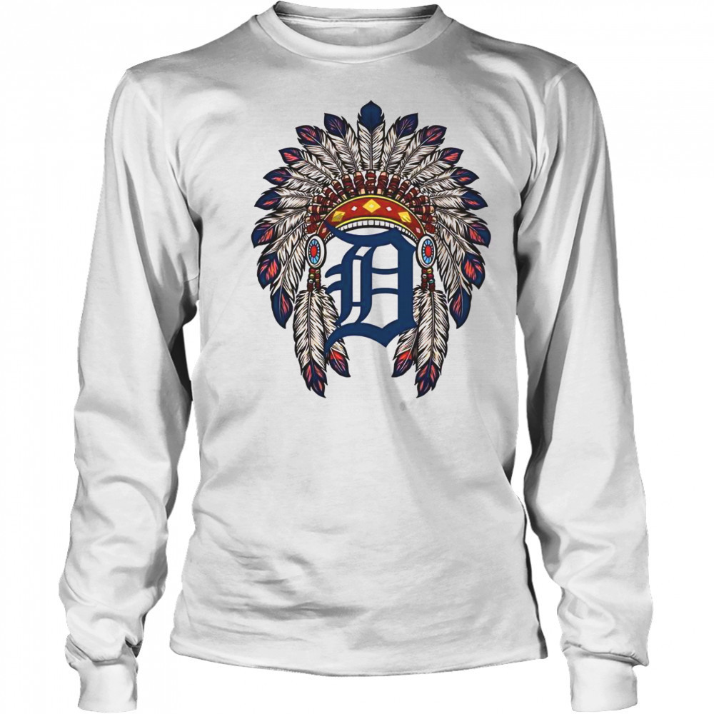 Detroit Tigers Native American Logo T-Shirt Long Sleeved