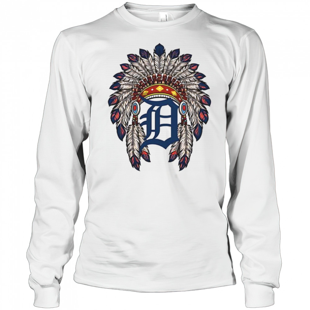 Detroit Tigers Native American Logo T-Shirt Long Sleeved
