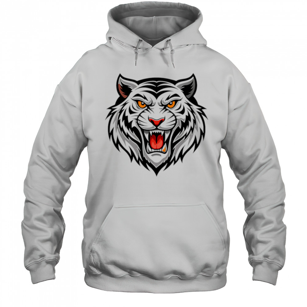 Ferocious white tiger illustration shirt Hoodie