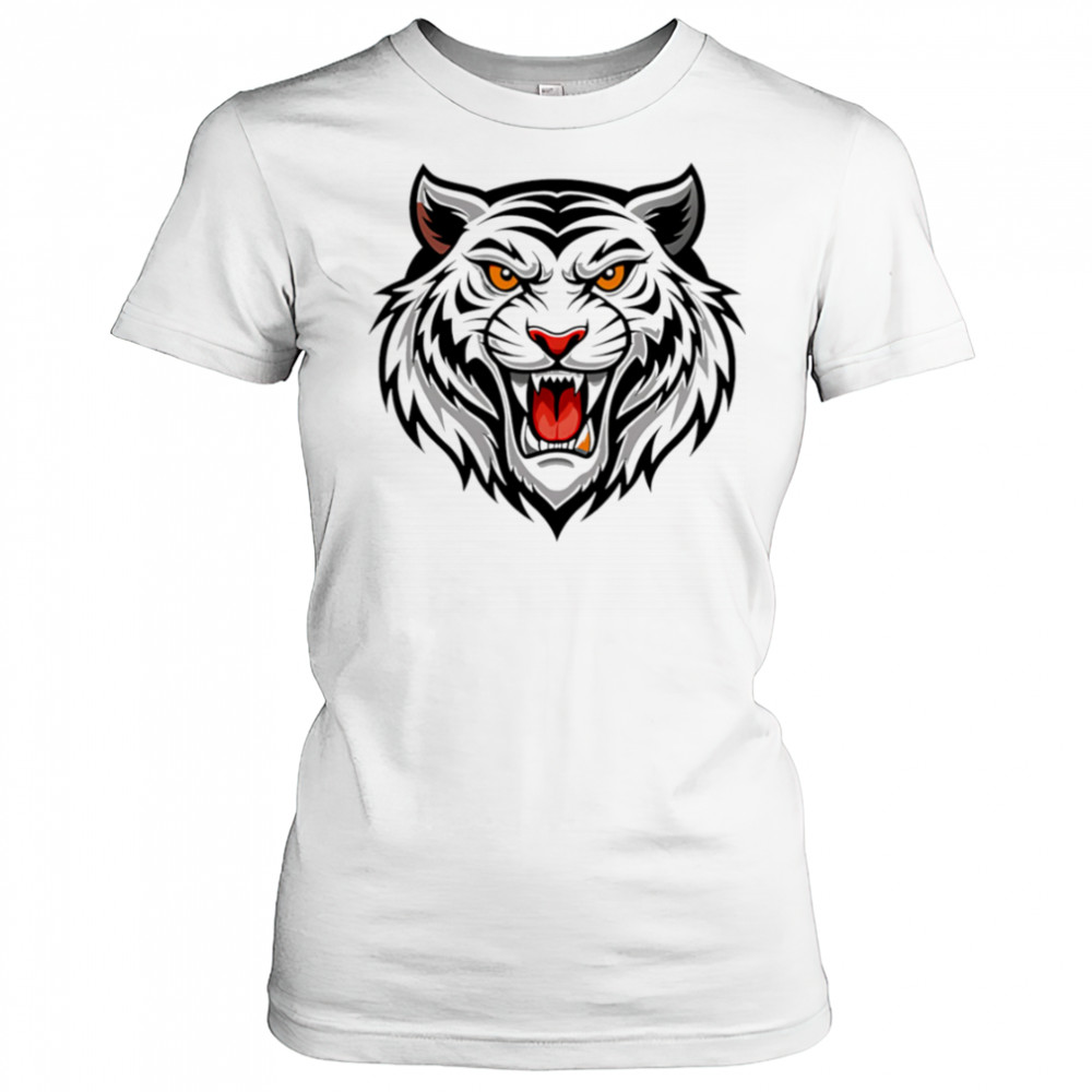 Ferocious white tiger illustration shirt Women's T-shirt