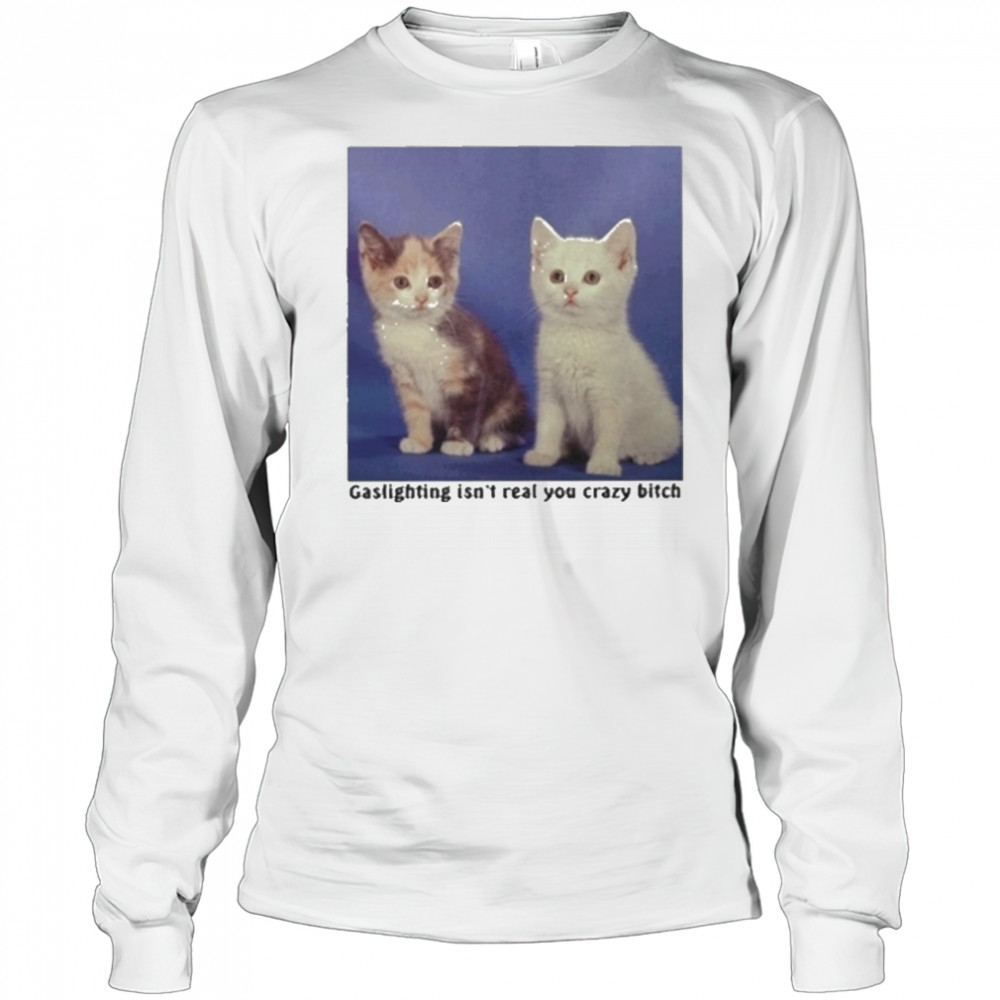 Gaslighting Isnt Real You Crazy Bitch Cat Shirt Long Sleeved
