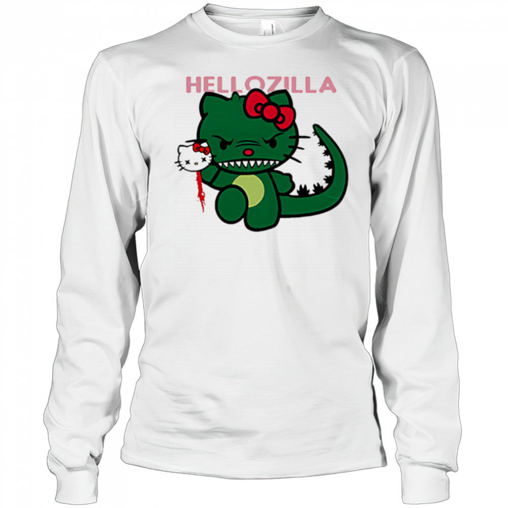 Hellozilla hello kitty godzilla shirt Long Sleeved
