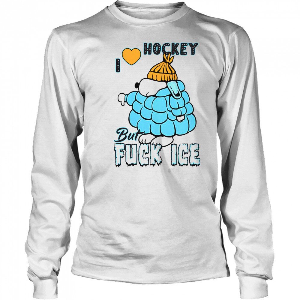 I Love Hockey Ivory Snoopy T-Shirt Long Sleeved
