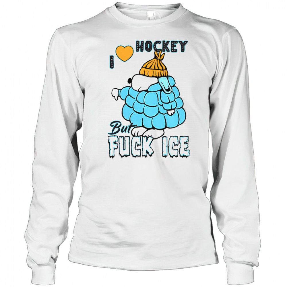 I Love Hockey Ivory Snoopy T-Shirt Long Sleeved