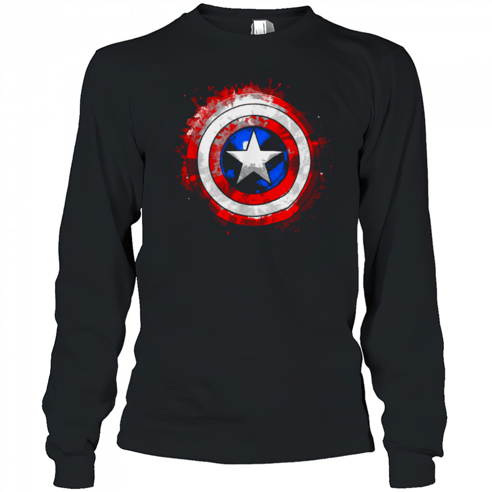 Marvel Captain America_ Civil War Splatter Shield Logo T Shirt Long Sleeved