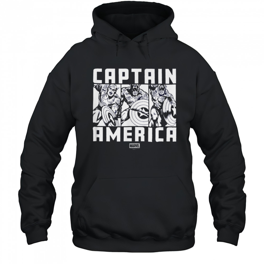 Marvel Captain America in Action Tri Panel T Shirt Hoodie