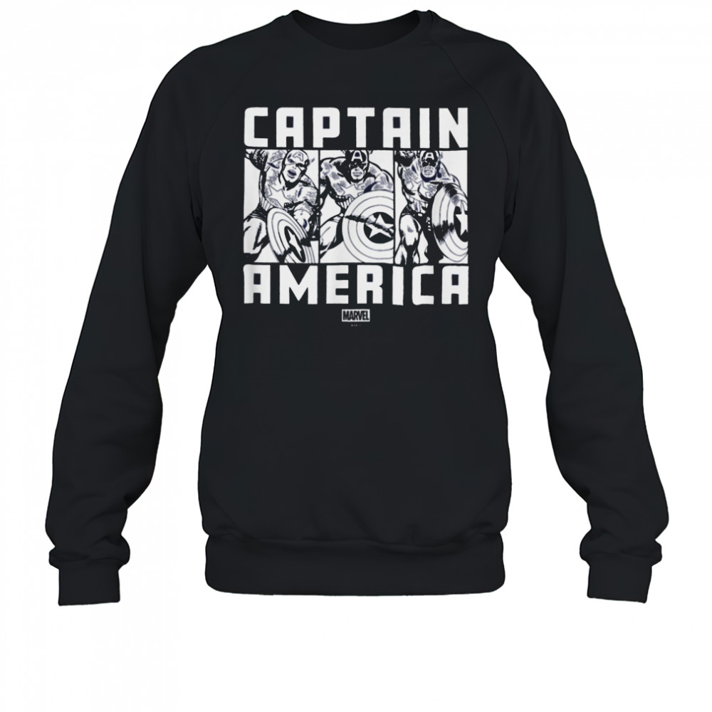 Marvel Captain America in Action Tri Panel T Shirt Sweatshirt