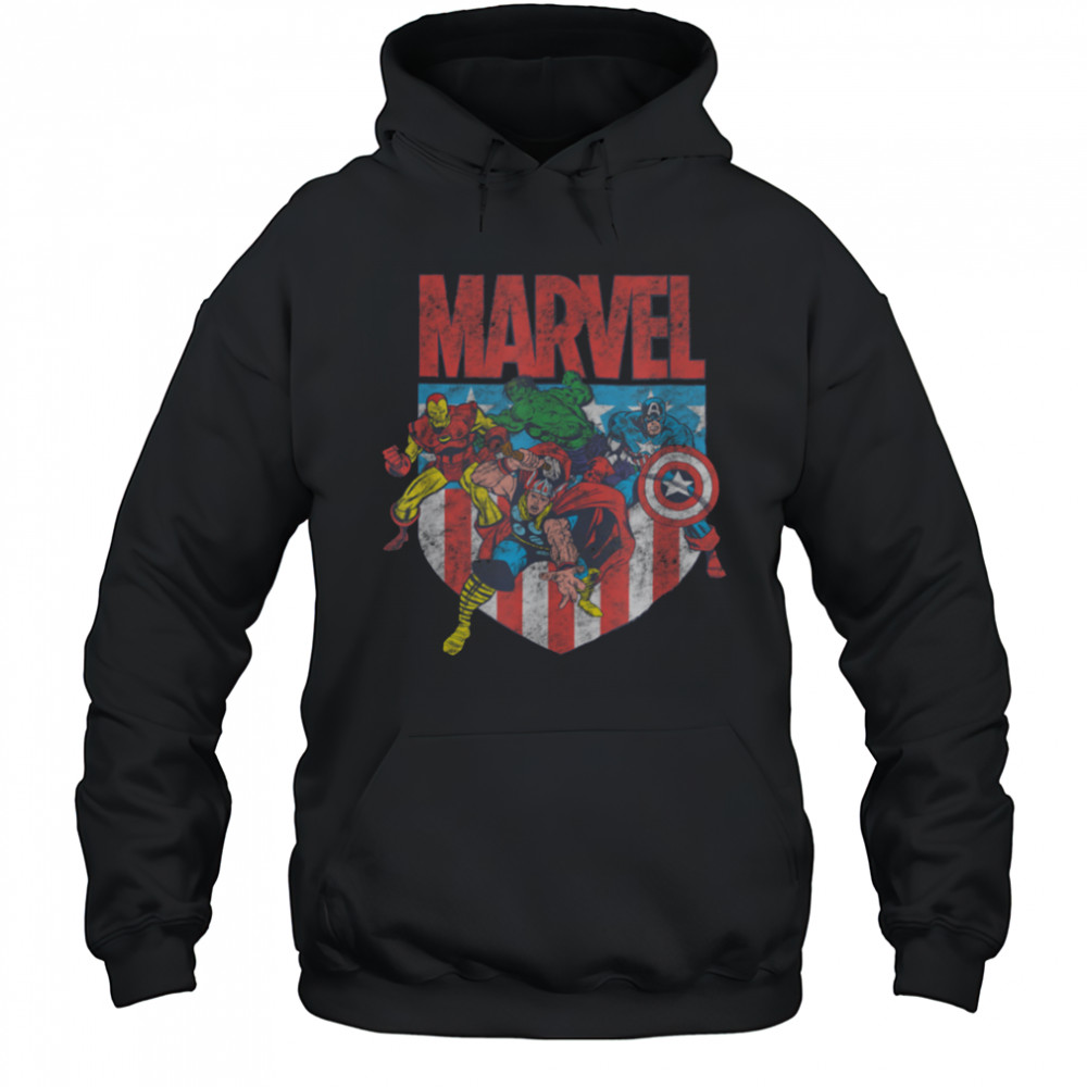 Marvel Comics Retro Classic 4th Of July Avengers Distressed T Shirt Hoodie