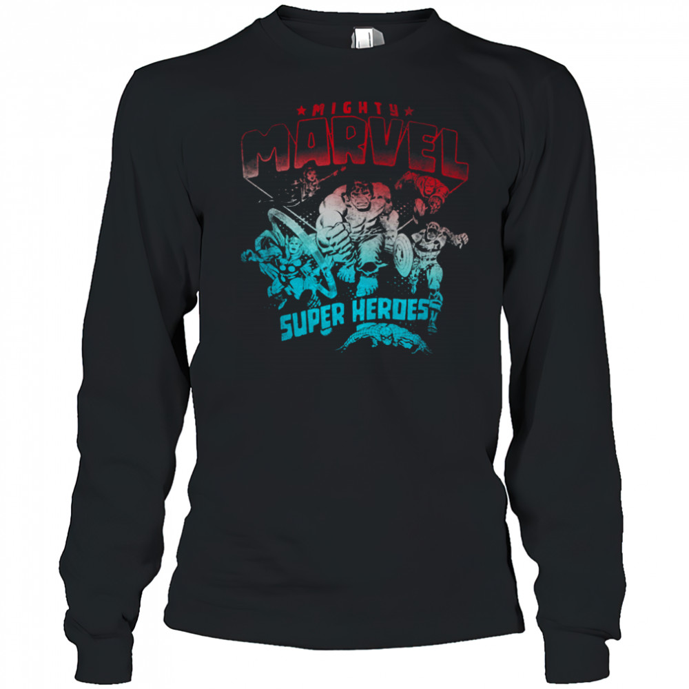 Marvel Comics Retro Classic 4th Of July Mighty Super Heroes T Shirt Long Sleeved