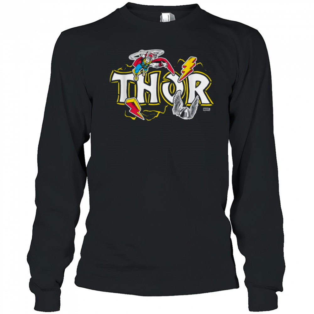 Marvel Thor Dimensional Sticker Motive T Shirt Long Sleeved