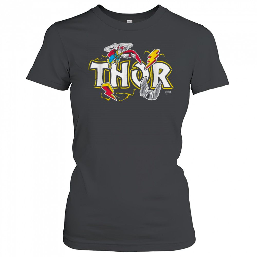 Marvel Thor Dimensional Sticker Motive T Shirt Women's T-shirt