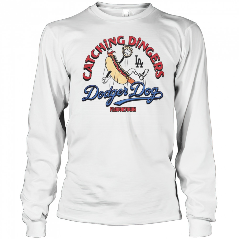 MLB X Flavortown Los Angeles Dodgers Catching Dingers Dodger Dog T-Shirt Long Sleeved