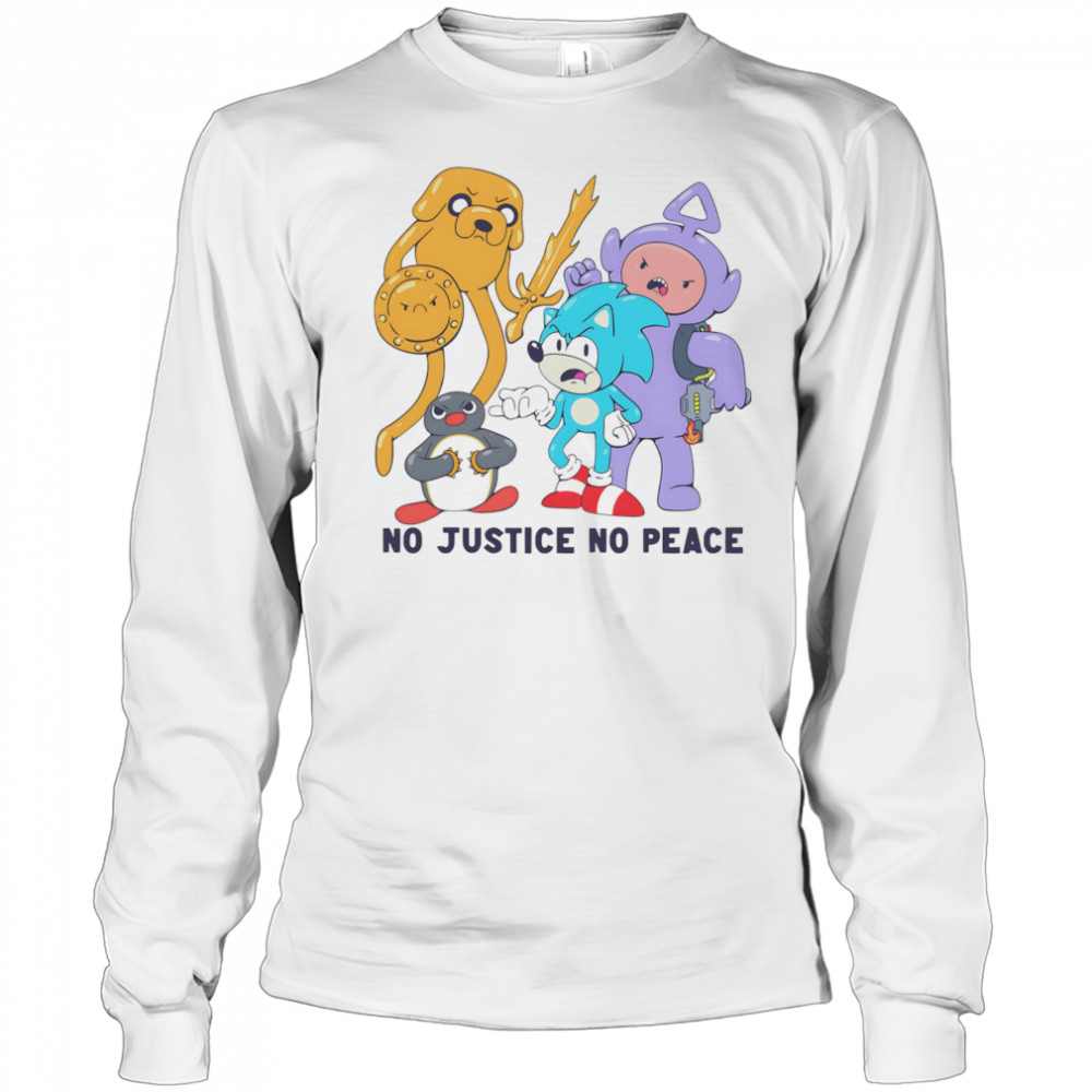 No justice no peace cartoon shirt Long Sleeved
