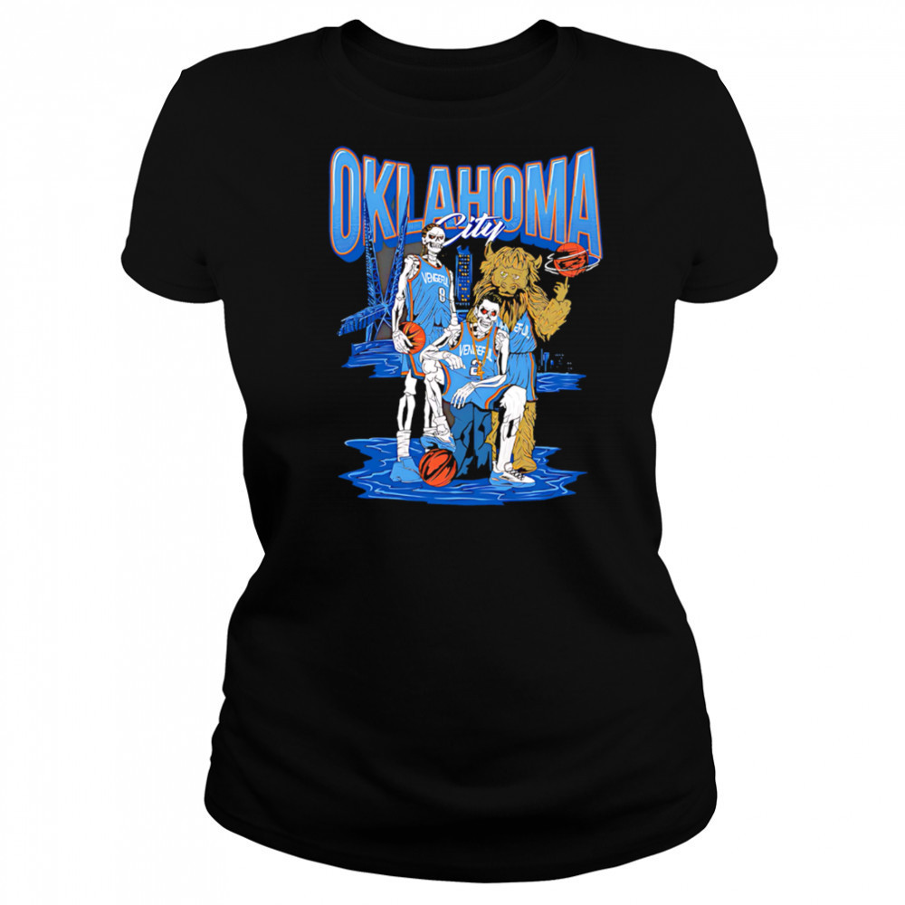 Oklahoma City OKC Thunder Vengers Basketball Skull Players Mascot Graphic shirt Women's T-shirt