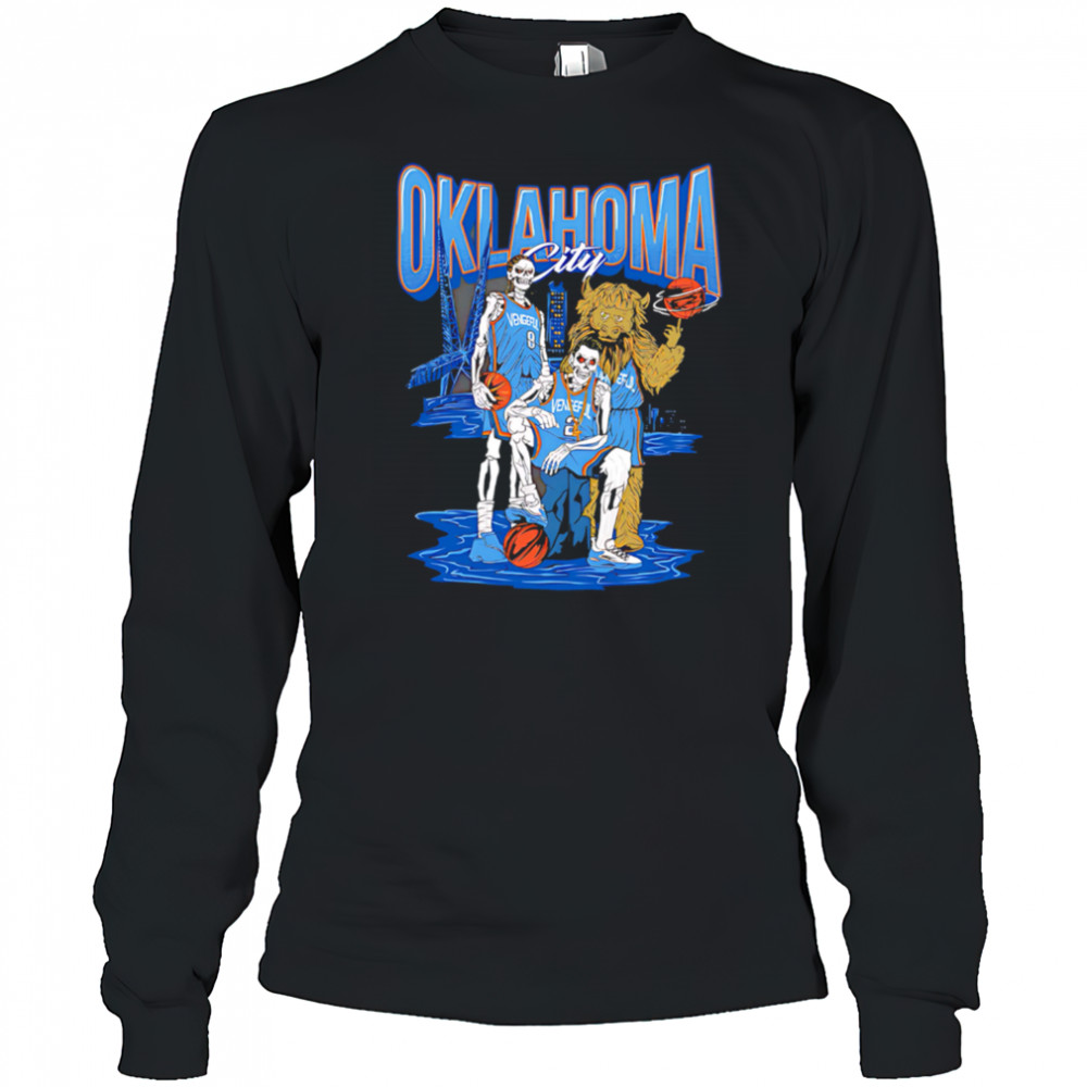 Oklahoma City OKC Thunder Vengers Basketball Skull Players Mascot Graphic shirt Long Sleeved