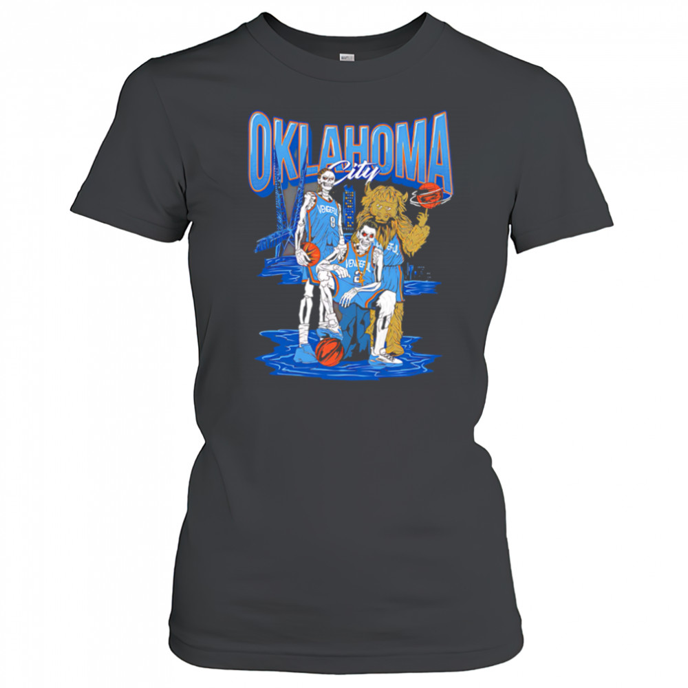 Oklahoma City OKC Thunder Vengers Basketball Skull Players Mascot Graphic shirt Women's T-shirt