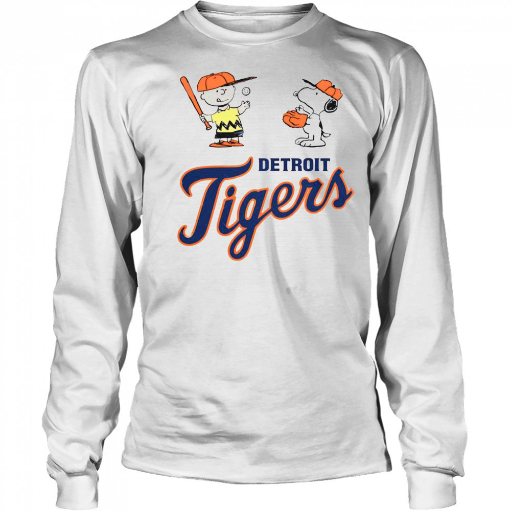 Peanuts Charlie Brown And Snoopy Detroit Tigers T-Shirt Long Sleeved