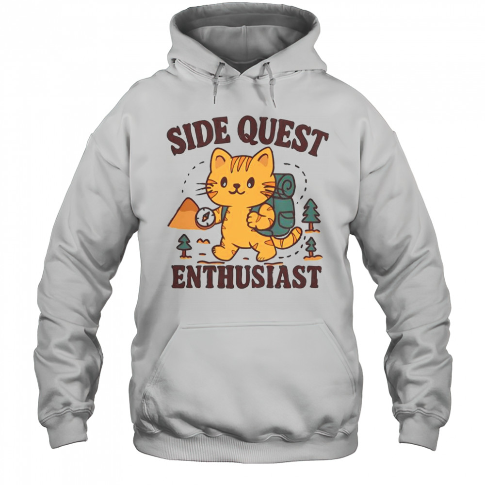 Side Quest Enthusiast Cat T-Shirt Hoodie