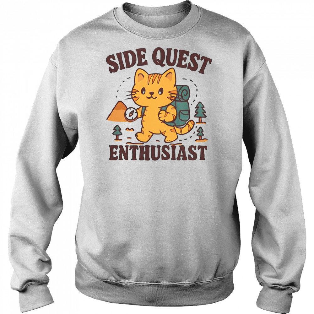 Side Quest Enthusiast Cat T-Shirt Hoodie