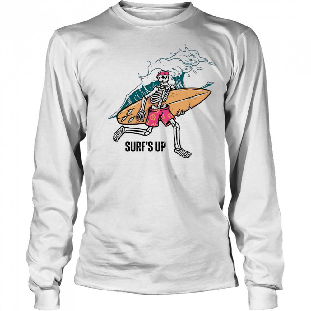Skeleton surf’s up shirt Long Sleeved