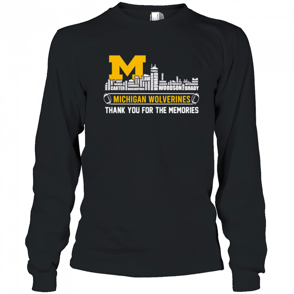 Skyline name Michigan Wolverines thank you for the memories shirt Long Sleeved