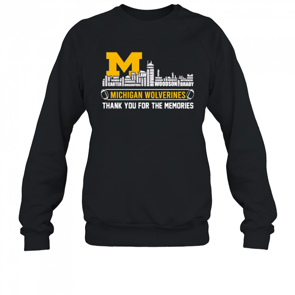 Skyline name Michigan Wolverines thank you for the memories shirt Sweatshirt