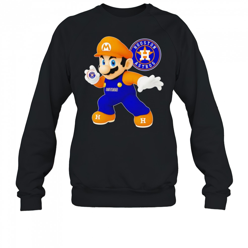 Super Mario holding baseball Houston Astros shirt Sweatshirt