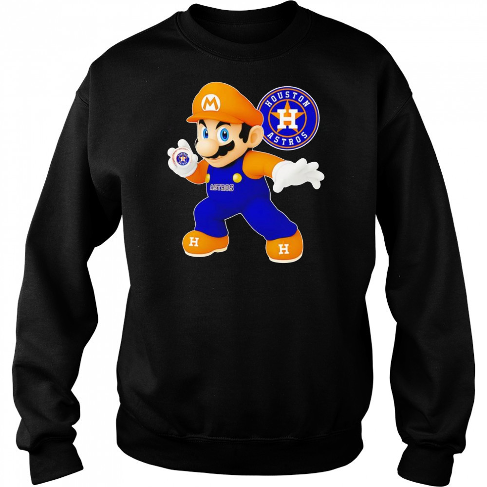 Super Mario holding baseball Houston Astros shirt Hoodie