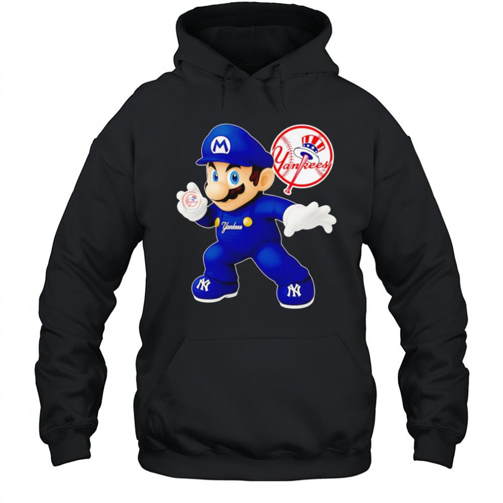 Super Mario holding baseball New York Yankees shirt Hoodie