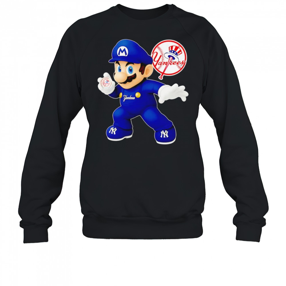 Super Mario holding baseball New York Yankees shirt Sweatshirt