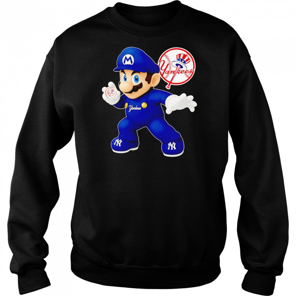 Super Mario holding baseball New York Yankees shirt Hoodie