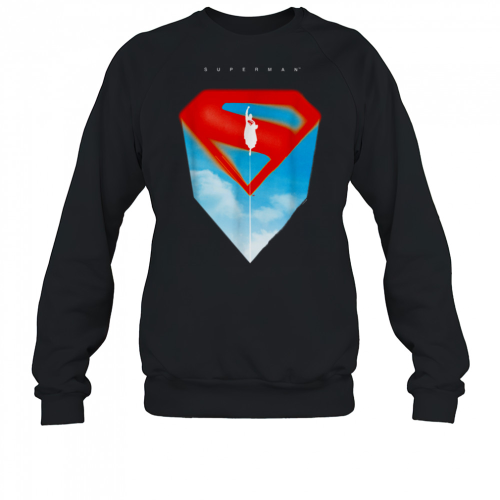 Superman (2025) Flying Silhouette Red S Shield Logo T Shirt Sweatshirt