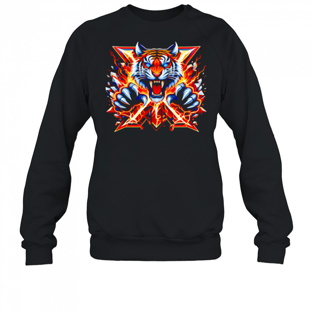 X burning Tiger cute funny animal shirt Sweatshirt