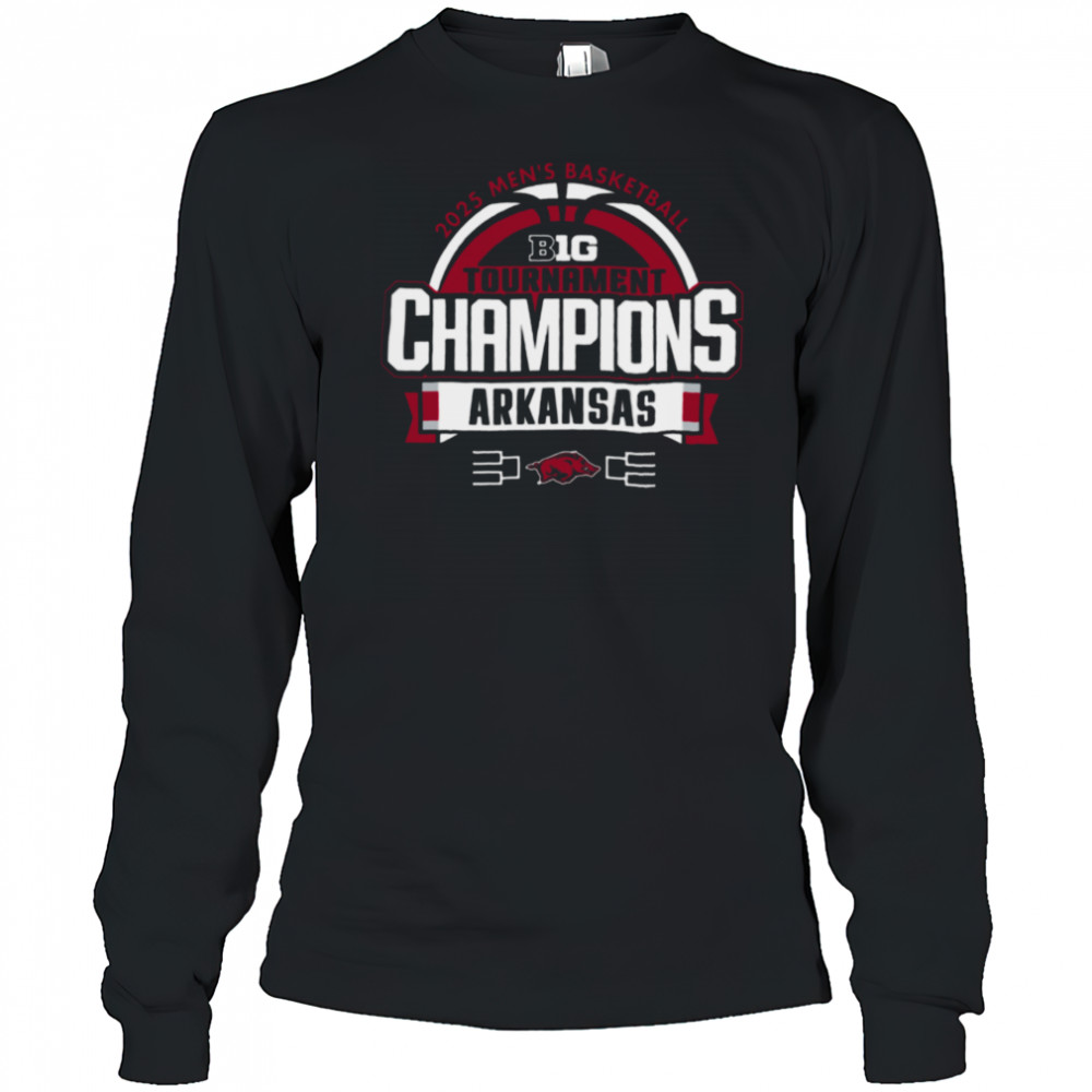 Arkansas Razorbacks 2025 Big Ten Men’s Basketball Conference Tournament Champions Locker Room T Shirt Long Sleeved