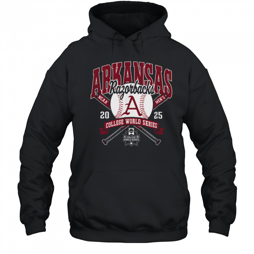 Arkansas Razorbacks College World Series 2025 Baseball Black T Shirt Hoodie
