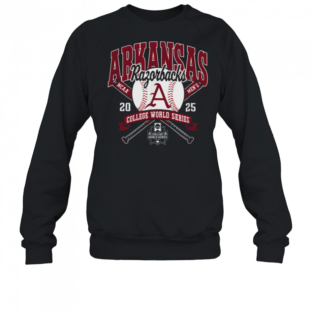 Arkansas Razorbacks College World Series 2025 Baseball Black T Shirt Sweatshirt