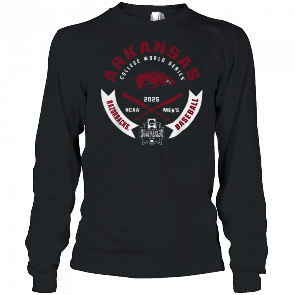 Arkansas Razorbacks College World Series 2025 MCWS Gray T Shirt Long Sleeved