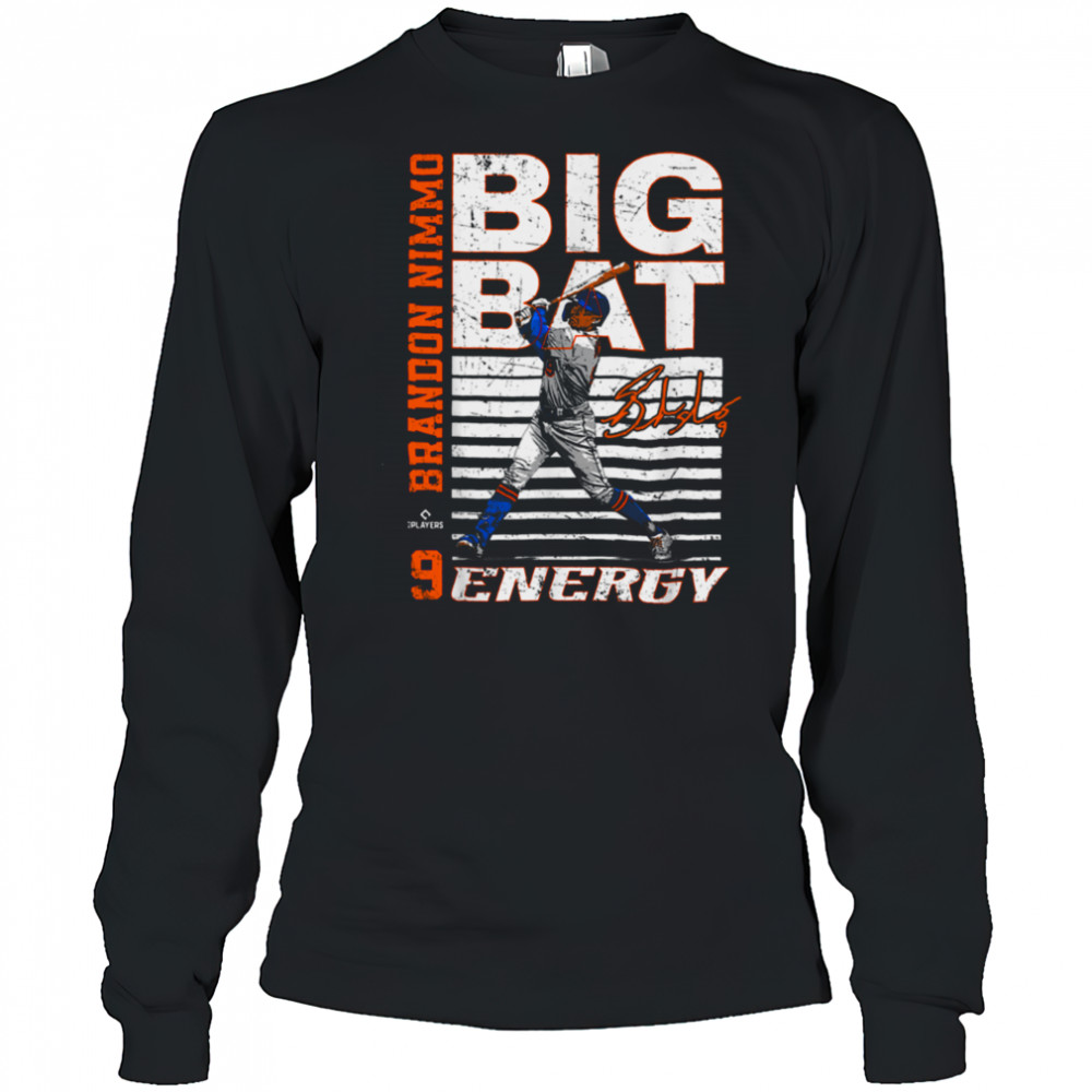 Big Bat Energy Brandon Nimmo New York Baseball MLBPA T Shirt Long Sleeved