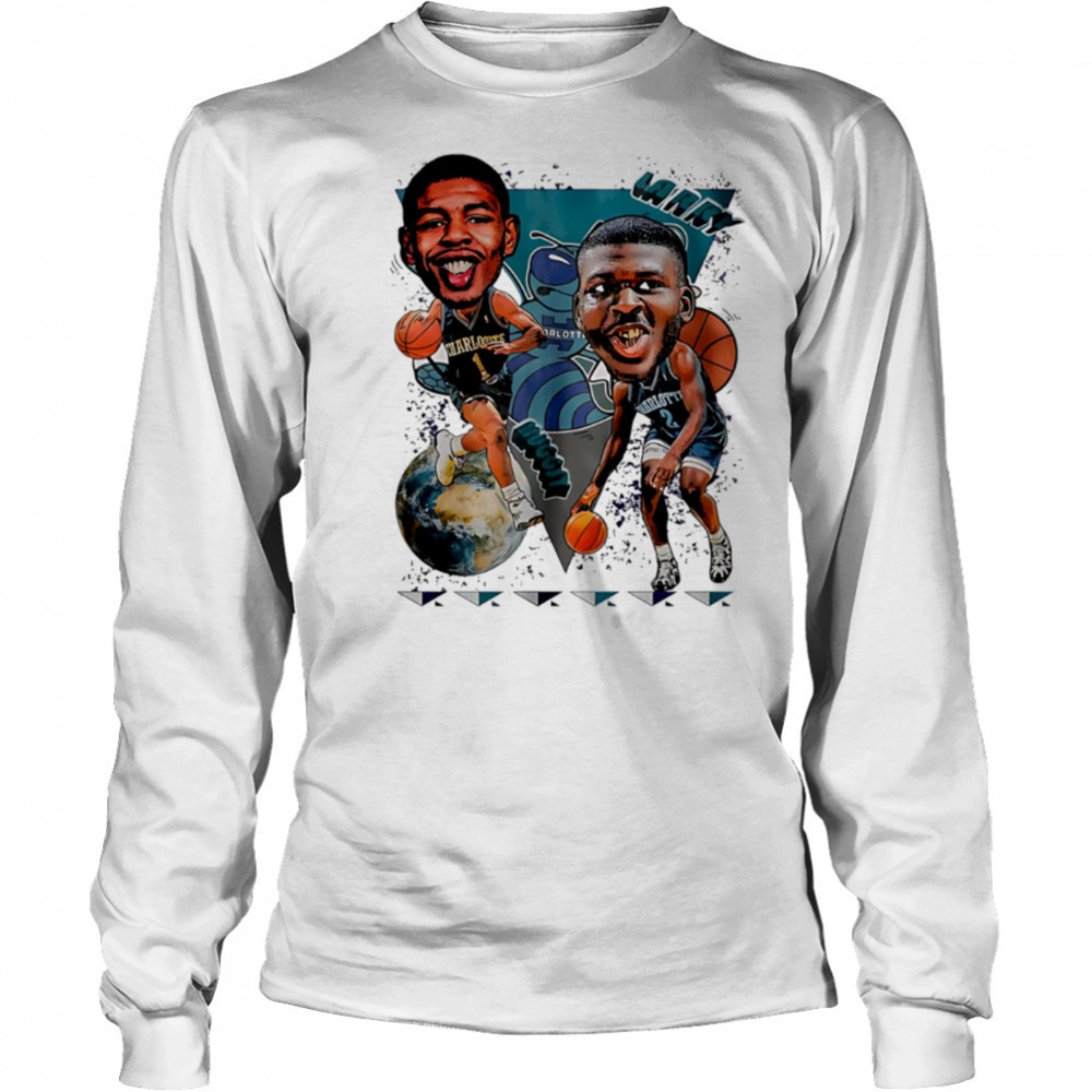 Charlotte Hornets LaMelo Ball Muggsy Grant Williams Larry caricature cartoon retro shirt Long Sleeved